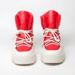 Ботинки-дутики из болоньевой ткани красного цвета с подкладкой из шерсти
